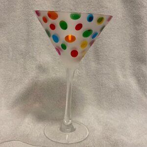 Pampered Chef Martini Glass, Polka Dot Retired Design